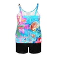 thumbnail image 4 of qucoqpe Tankini Swimsuits for Women Fashion Floral Print Tummy Control Two-Piece Modest Bathing Suits Beach Blouson Swimwear & Boyshorts with Pockets, 4 of 5