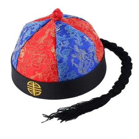 Chinese Traditional Style Vintage Beanie Cap Skullcap Retro Hat Cap with Ponytail
