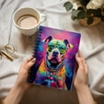 thumbnail image 3 of Hippie Pitbull Portrait oil painting Watercolor Tie-dye Vintage Spiral Bound Journal Terrier Dog Lover 5x7in Spiral Notebook - 00015, 3 of 5