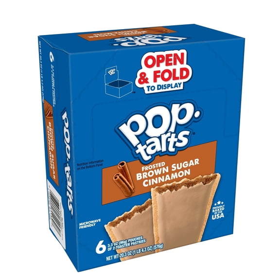 Pop-Tarts Frosted Brown Sugar Cinnamon Toaster Pastries, 6 Pouches (12 Pastries), 3.3 oz Each, Microwave Friendly Snack