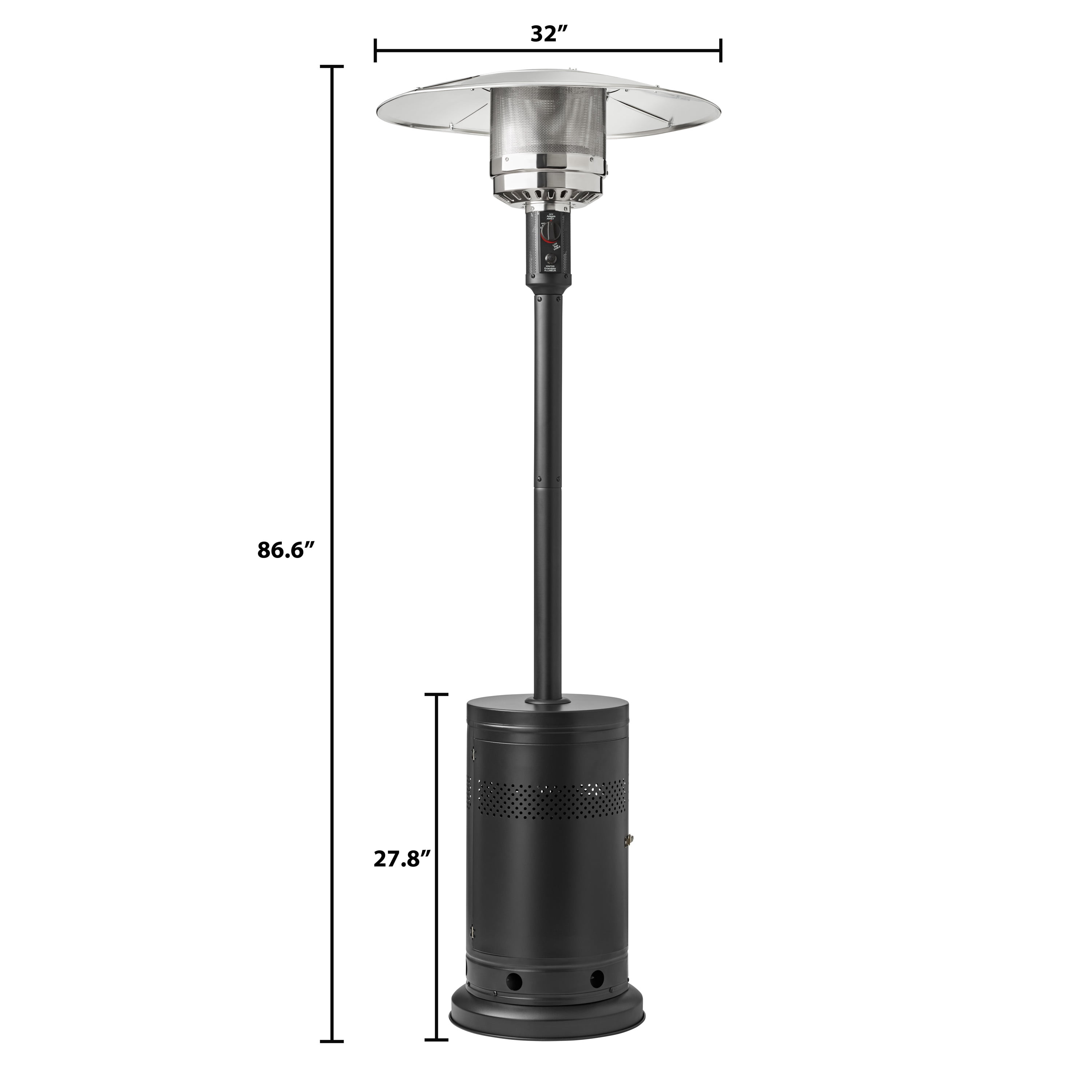(3 pack) Mainstays 48,000 BTU Freestanding Metal Propane Patio Heater, Black