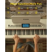 Donner New Upgraded Digital Piano 88 Key Fully Weighted Keyboard with 16 Level Touch Sensitive for Beginner, with 600 Rhythms, 110 Demos, 3 Pedals, White, DDP-95