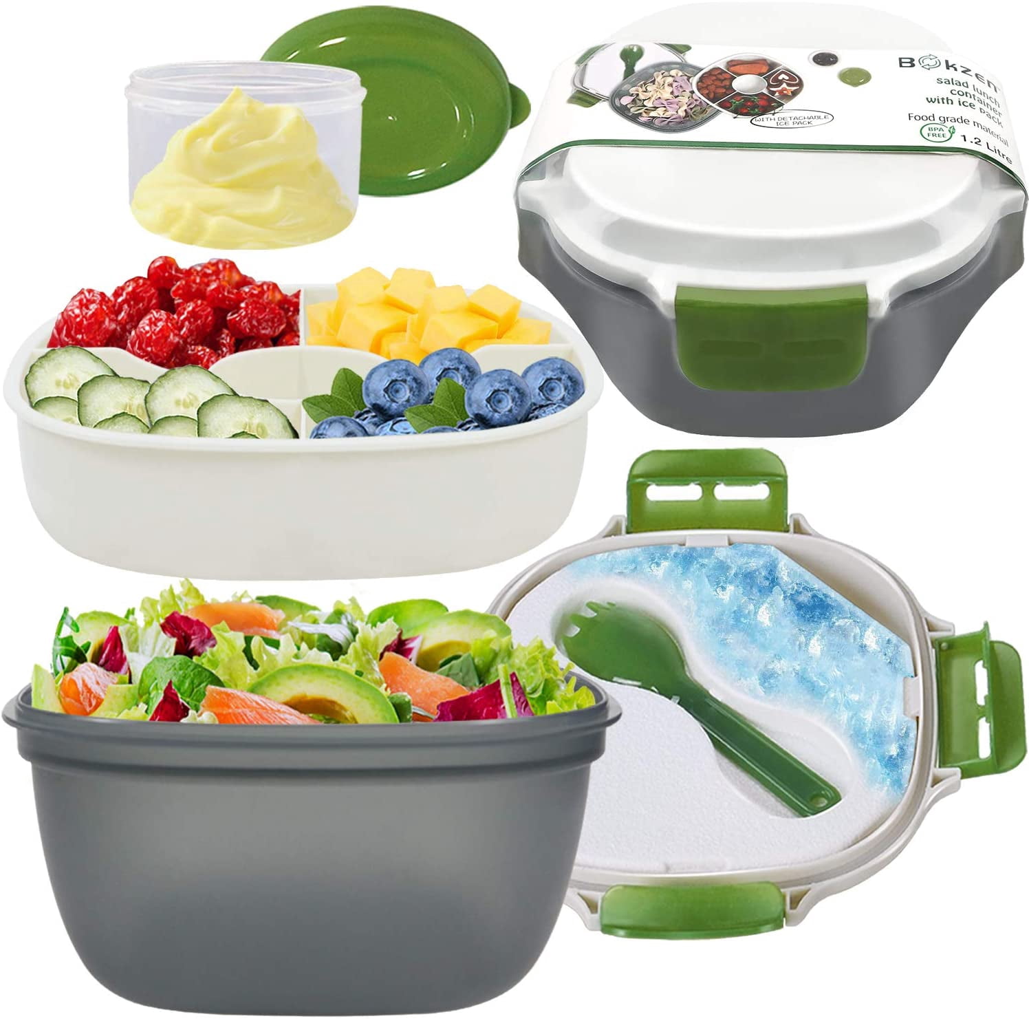 salad containers with dressing compartment