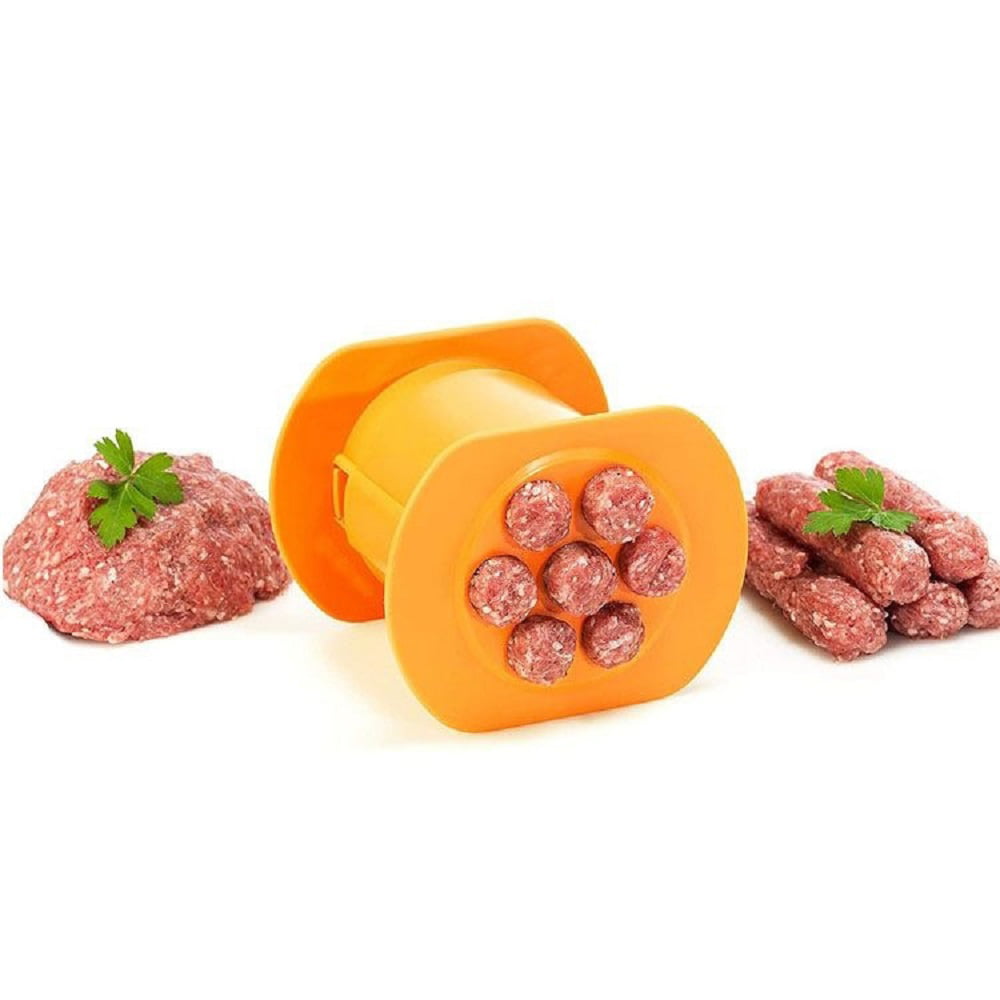 Making Delicious Stuffed Sausages Sausage Hot Dog Maker Meat Strip Squeezer Orange BBQ Grill Accessories One Press Cevapcici Maker Manual Sausage Maker Hot Dog Maker with 7 Holes