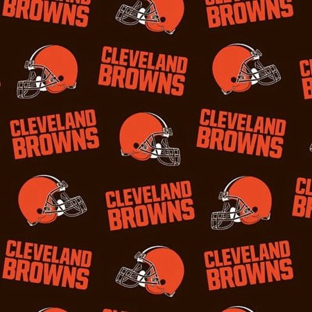 NFL Cleveland Browns 58 100% Polyester Fleece Sports Logo Fabric By the Yard Brown and Orange