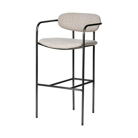 Mercana Parker 30" Seat Height Cream Seat Black Metal Base Stool