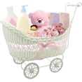 thumbnail image 1 of Rattan baby basket with handle and wheels, perfect gift for baby shower or newborn (pink) Pink, 1 of 4