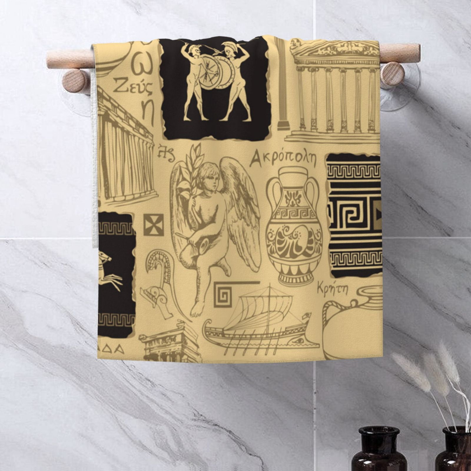 Ancient Greece Mythology Retro 27.5" x 16" Ultra Soft Hand Towel, Face Wash Cloth for Bathroom, Gym, Travel, Pool