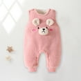 thumbnail image 5 of Odeerbi Infant Boys Girls Clothes Winter Fleece Jumpsuit Baby Sleeveless Romper Plus Velvet Children Suit Fall Winter Cotton Overalls Clothes Thickened Three-piece Set Pink 6-12 Months, 5 of 6