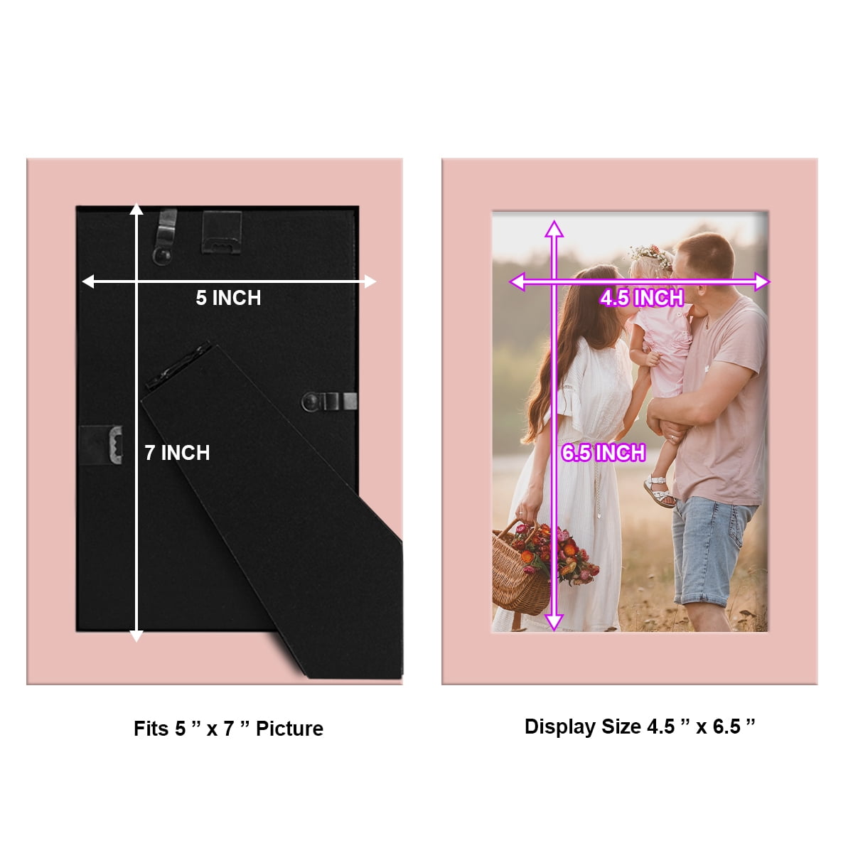 Wexford Home Modern 5" x 7" Pink Picture Frame (Set of 6)