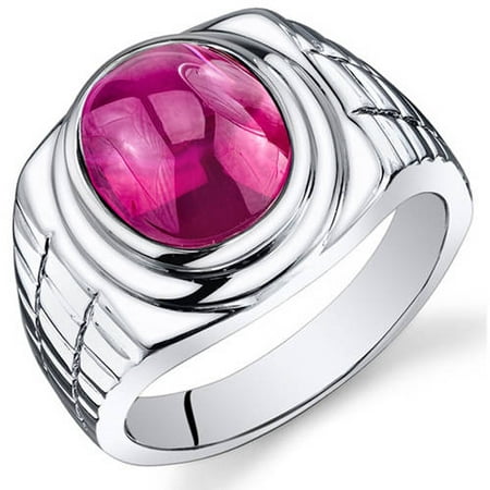 Oravo 8.00 Carat T.G.W. Men's Created Ruby Rhodium-Plated Sterling Silver Engagement Ring