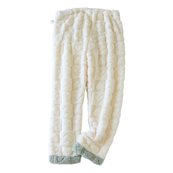 SBYOJLPB Maternity Sleep Pants for Women Pajama Pants Winter Fleece Lined Warm Lounge Pants with Adjustable Waistband and Belly Support