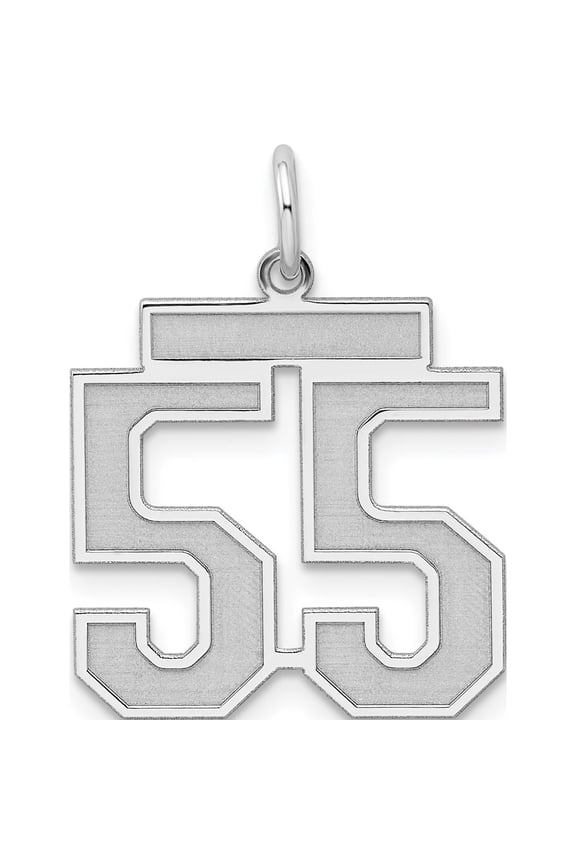 Sterling Silver Silver/Rhodium-Plated Satin Number 55 Charm (22 X 18) Made In United States qpm55