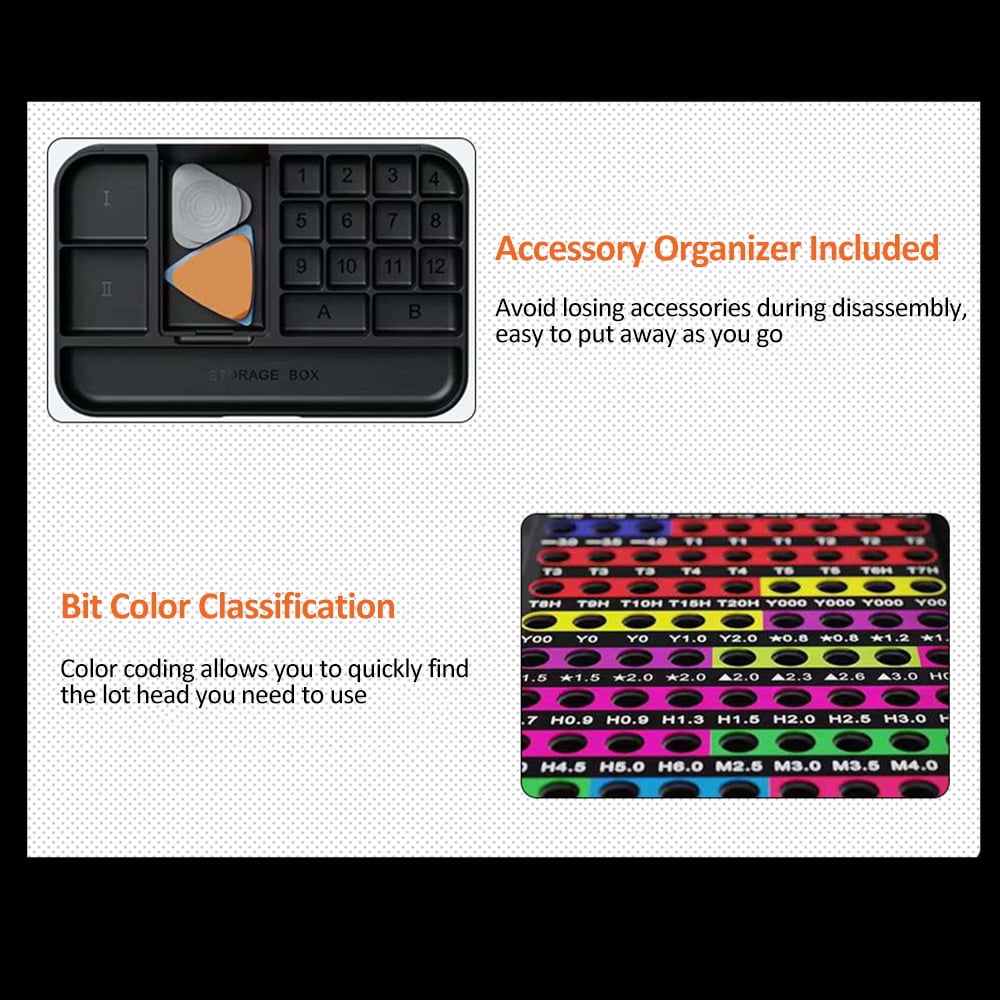 Micro 132-in-1 Micro Magnetic Screwdriver Set Mini  Screwdriver Set With Color-coded Identification Repair Tool Kit 108 Screwdrivers Bits Small Manual Screw Driver