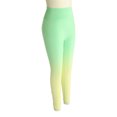 thumbnail image 4 of Leggings de yoga de cintura alta con degradado, sin costuras, color amarillo y verde, para realce de cadera, talla grande, 4 of 14