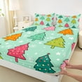 thumbnail image 3 of Feelyou Cartoon Xmas Tree Bed Sheets for Kids, Winter Stars Snowflake King Sheets, Merry Christmas Sheet Set, Microfiber Bedroom Decor, 4 Pieces, 3 of 7