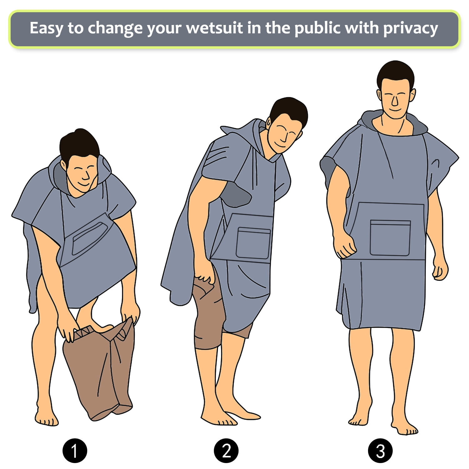 Catalonia Unisex Surf Poncho Changing Towel Robe for Adult Surfer Swimmer Outdoor Beach