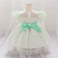thumbnail image 4 of Bearichfupo Infant Girls Birthday Dress Baby Puffy Sleeve Print Bowknot Princess Party Dress, Sizes 12-18 Months, 4 of 6