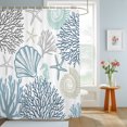 thumbnail image 4 of Navy Blue Teal Coastal Shower Curtains for Bathroom, Summer Beach Coral Shell Ocean Waterproof Fabric Shower Curtain, Decorative Bathroom Curtain for Bathtub, 66"x72" , No Hooks Included, 4 of 9