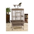 thumbnail image 3 of HomeStock Gothic Grace Playtop Bird Home - Coco Brown Powder-Coated Steel Cage with Integrated Playtop, Removable Trays, and Caster Stand, 30" L x 22" W x 63" H, 3 of 6