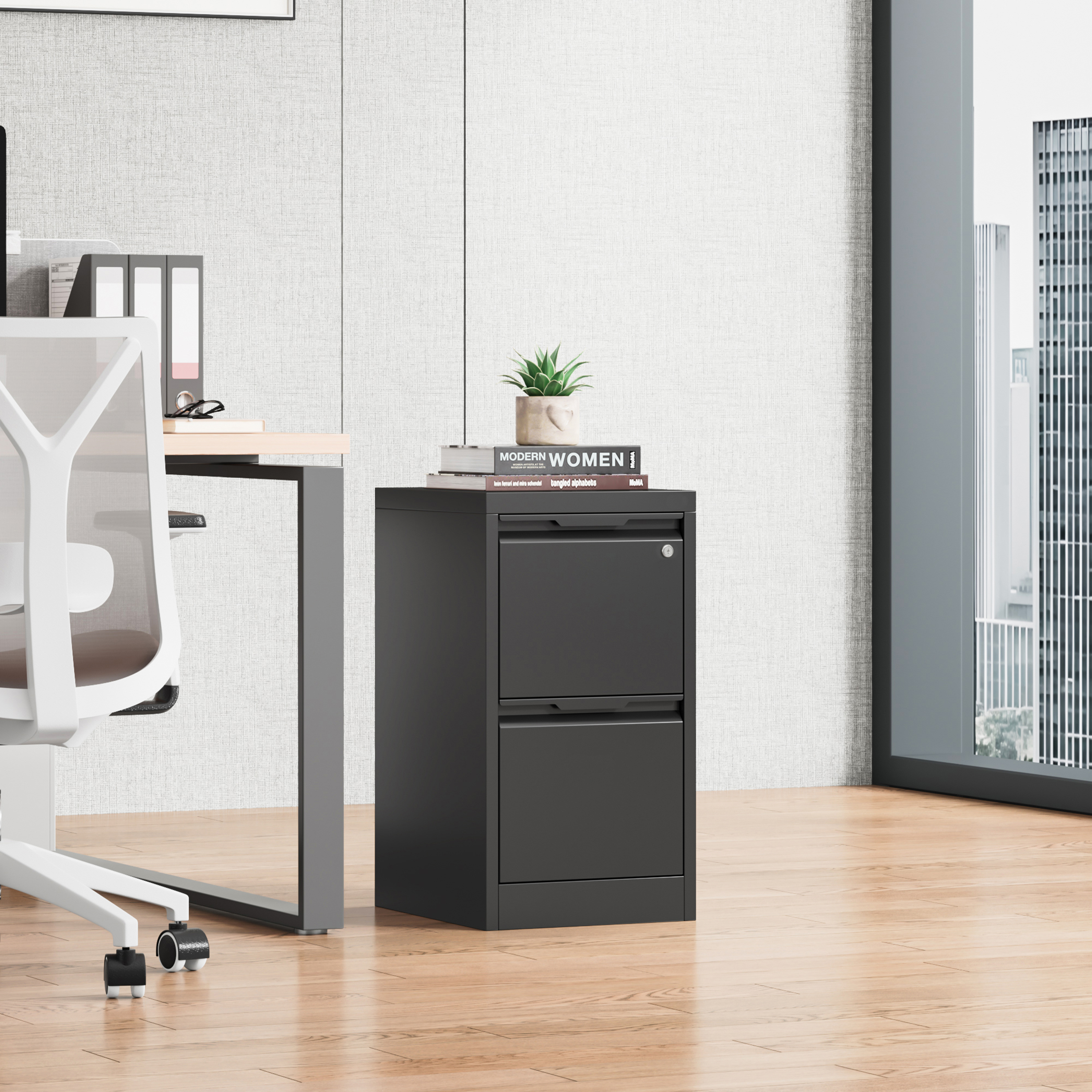 Bestoo 2 Drawer Metal Vertical File Cabinet, 17.8" Deep Filing Cabinet for Home Office, Letter/Legal/A4/F4 Size, Easy Assemble (Black)