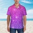 thumbnail image 2 of Xecao Pink Purple Glitter print Hawaiian shirt - a stylish short-sleeve button-down for men, perfect for casual beach and tropical outings., 2 of 9