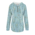 thumbnail image 5 of WXLWZYWL Womens Long Sleeve Tops Drawstring Sweatshirt Button Sweater Workout Blouses Floral Print Outdoor Hoodie with Pockets, 5 of 5
