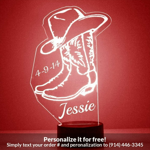 Mirror Magic Store Cowboy Boots Color Changing Personalized LED Light with Remote Control