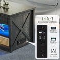 thumbnail image 4 of Farmhouse Coffee Table with Charging Station,Lift Top Coffee Table with Hidden Compartment and 2 Drawers,LED Lights Center Table for Living Room(Rustic Brown), 4 of 18