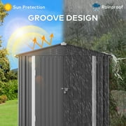 Lofka 6x4 FT Outdoor Storage Shed Lockable Weatherproof Garden Tool Shed Dark Grey