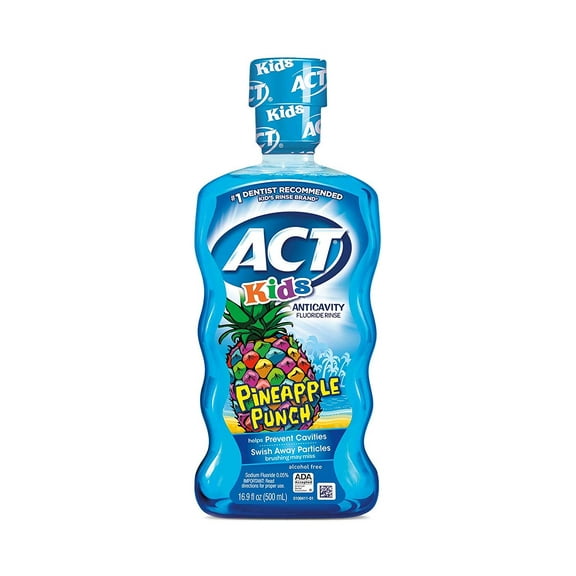 Act Kids Anticavity Fluoride Rinse Prevent Cavities Pineapple Punch Mouthwash, 16.9 oz, Pack of 3