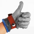 thumbnail image 1 of VONKY Single Universal Safety Gloves Stainless Mesh Wire Plus PE Work Mittens with Buckle Elastic Wrist Strap Red L, 1 of 9