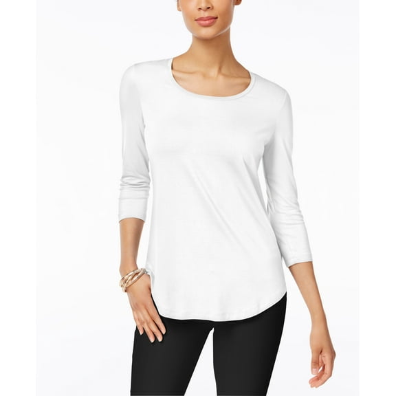 3/4-Sleeve Scoop Neck Top Bright White XL
