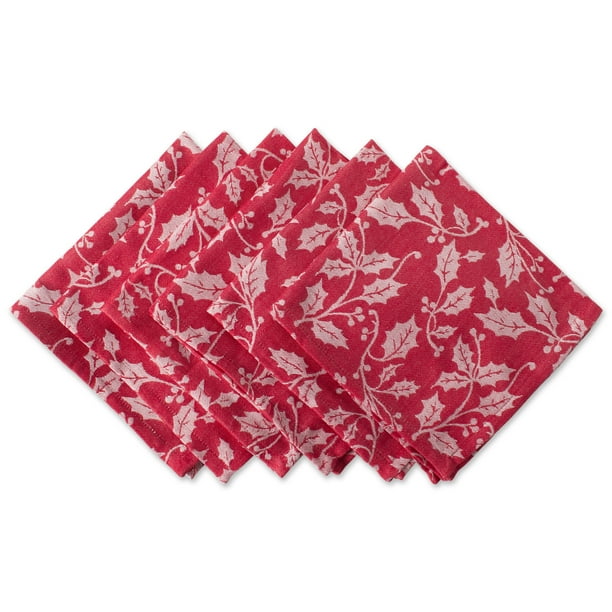 DII Holly Flourish Jacquard Napkin (Set of 6), 20x20", 100 Cotton