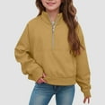 thumbnail image 2 of TAmten Girls Half Zip Sweatshirt Hooded Pullover for Teen Long Sleeve Tops Fall Winter Clothes(Khaki,13-14 Years), 2 of 7