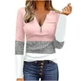thumbnail image 2 of Puntoco Mujeres Cuello en V Cremalleras Crop Workout Gradiente Bloque de color Impresión Costura Manga larga Sexy tops Puntoco Puntoco-2491, 2 of 5
