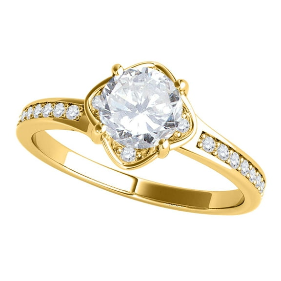 AoneJewelry 1/2 Carat Diamond Engagement/ Solitaire Style Ring In 14K Rose White & Yellow Gold