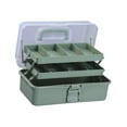 thumbnail image 4 of Caja de almacenamiento de 3 niveles, estuche de arte plegable, organizador de manualidades multifuncional, caja de aparejos portátil para maquillaje, Verde, 4 of 8