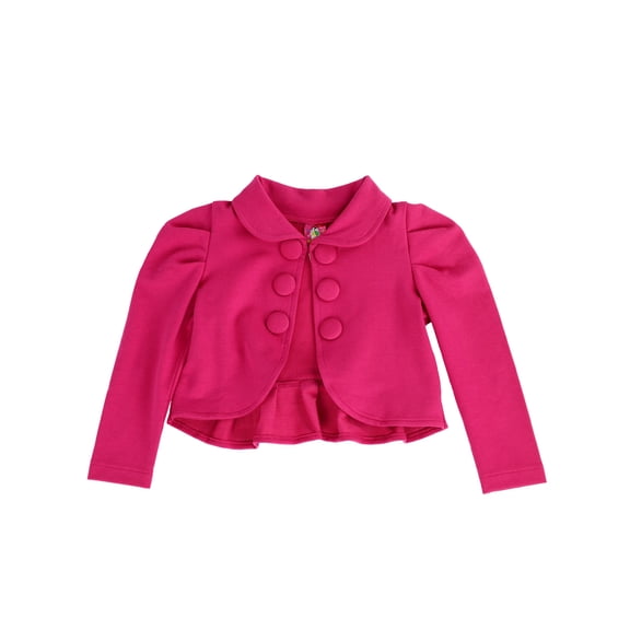 French Terry Knit Ladonna Classic Bolero Crop-Jacket for Toddlers and Girls (Hot Pink, 2T)