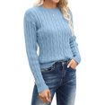 thumbnail image 3 of Langwyqu Fall Winter Women Long Sleeve Cable Knit Sweater Pullover, 3 of 5