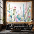 thumbnail image 6 of Watercolor Cactus and Succulent Arrangement Against White Background Whimsical Illustration for Plant Lovers Botanical Wall Art Housewarming Gift Tapestry Wall Hanging for Bedroom and Living Room, 6 of 7