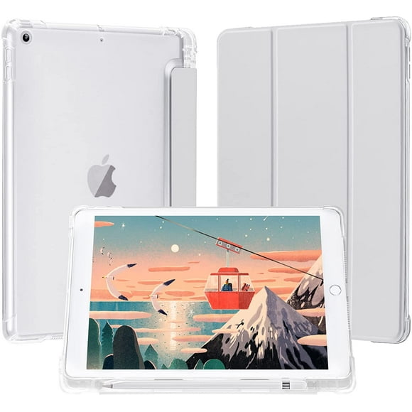 Compatible for iPad Mini 6 Case, iPad Case with Pencil Holder, Soft TPU Translucent Frosted Back Auto Wake/Sleep Smart Cover Cases (Grey)