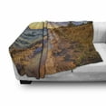 thumbnail image 3 of Coastal Soft Flannel Fleece Throw Blanket, Sandy Calm Beach Ocean Waves Tranquil Seashore Setting Sun, Cozy Plush for Indoor and Outdoor Use, 50" x 70", Pale Yellow Pale Brown, by Ambesonne, 3 of 6