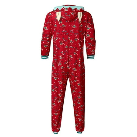 

Women Cartoon Hood Romper Jumpsuit Family Pajamas Sleepwear Christmas Matching Outfit