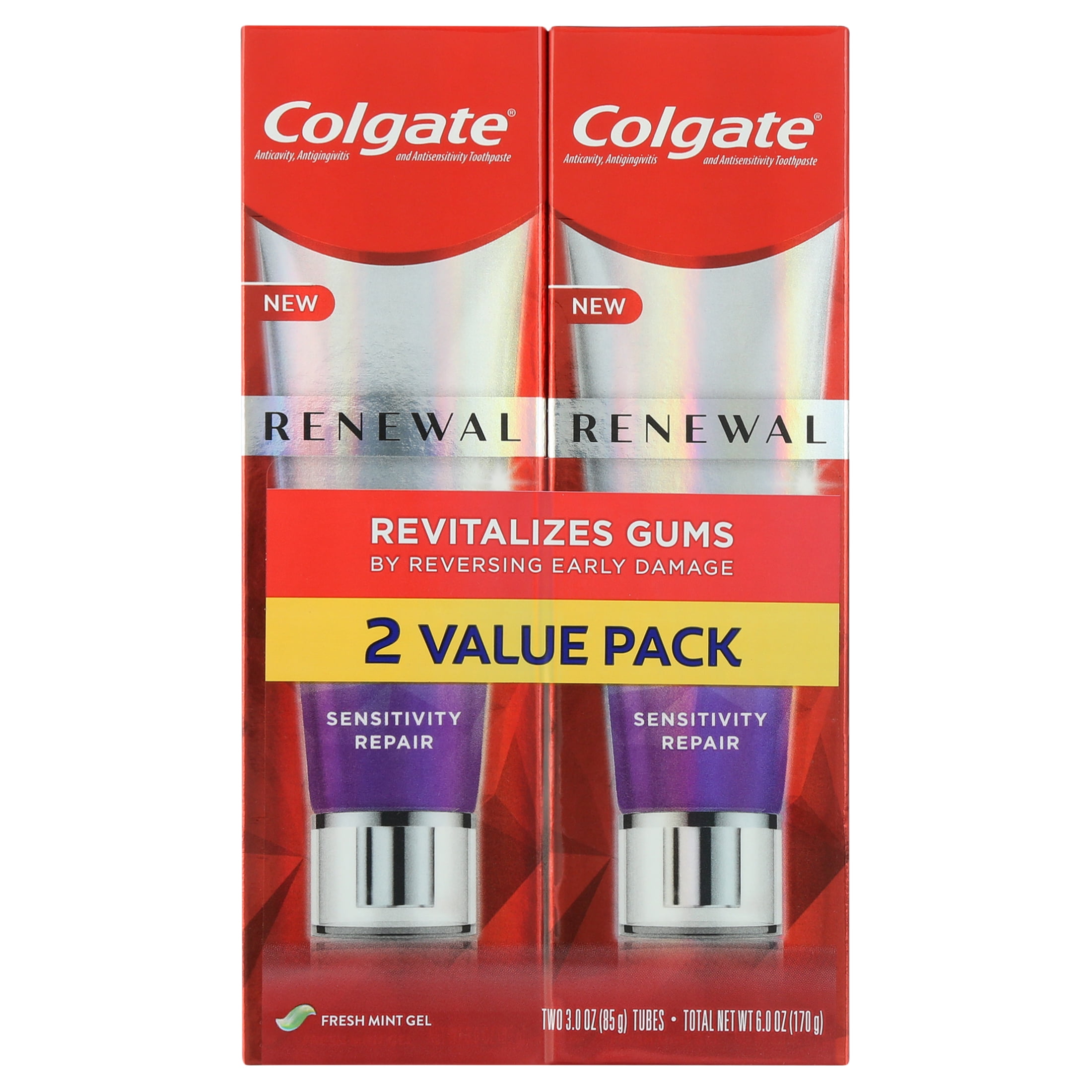 (2 Pack) Colgate Renewal Gum Toothpaste, Sensitivity Repair, Fresh Mint Gel, 3 oz