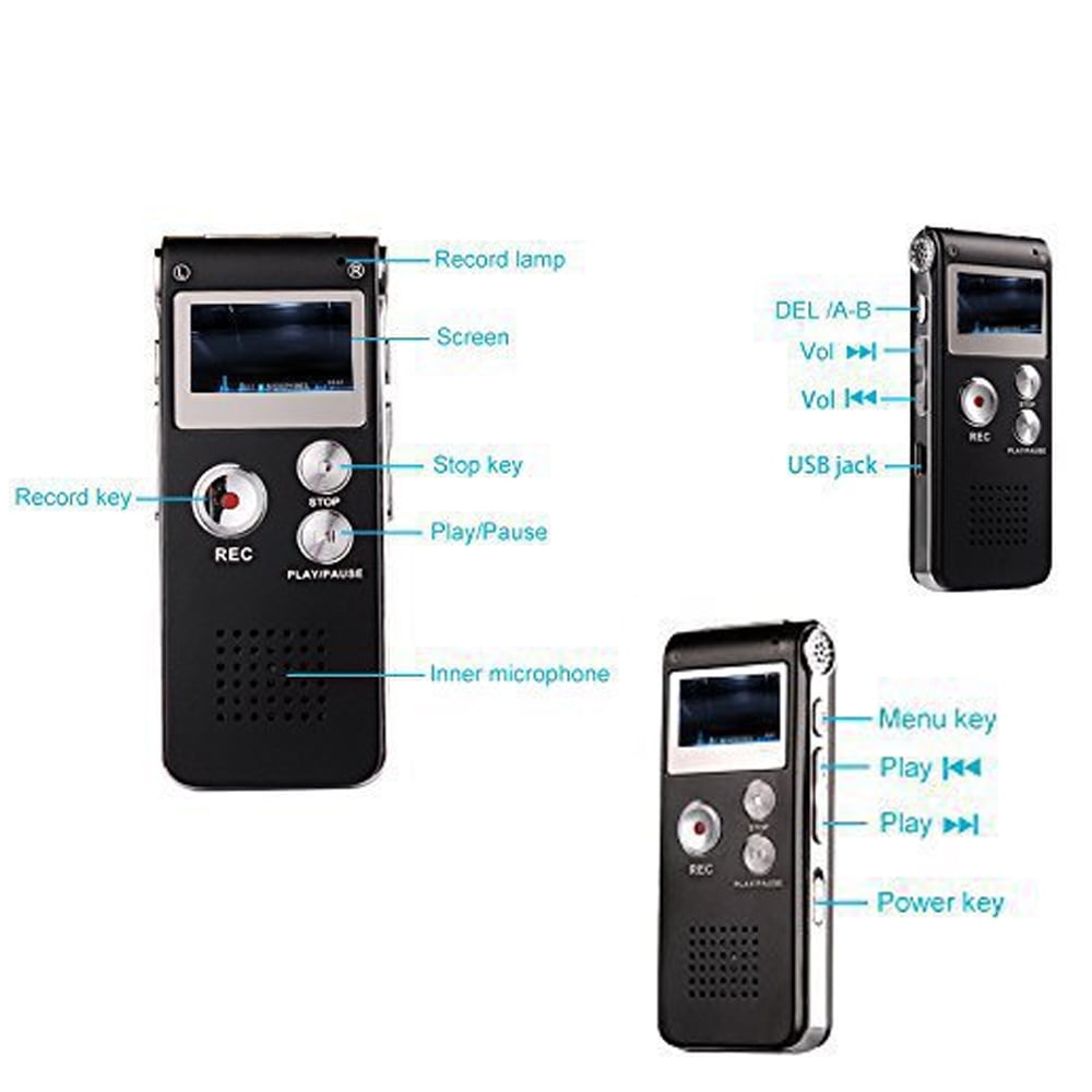 Digital Voice Recorder Voice Activated Recorder for Lectures, Meetings, Interviews 8GB Audio Recorder Mini Portable Tape Dictaphone with Playback, USB, MP3