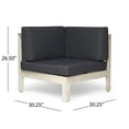 thumbnail image 4 of Frankie Outdoor 5 Piece Acacia Wood V-Shaped Sectional Sofa Set and Cushions, Weathered Gray, Dark Gray, 4 of 9