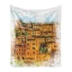 thumbnail image 3 of Manta de franela suave con vista a la antigua calle mediterránea con casas de piedra en la ciudad rural de Italia para regalo de adultos, 3 of 5