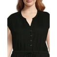 thumbnail image 4 of Terra & Sky Women's Plus Size Button-Front Knit Romper, 5" Inseam, 4 of 5