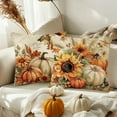 thumbnail image 4 of Orange Pumpkin Fall Throw Pillow Covers Set of 4 18x18 Inch, Wreath Decorative Holiday Pillow Case Autumn Cushion Covers Thanksgiving Pillowcase for Indoor Home Couch Sofa Decor, 4 of 5
